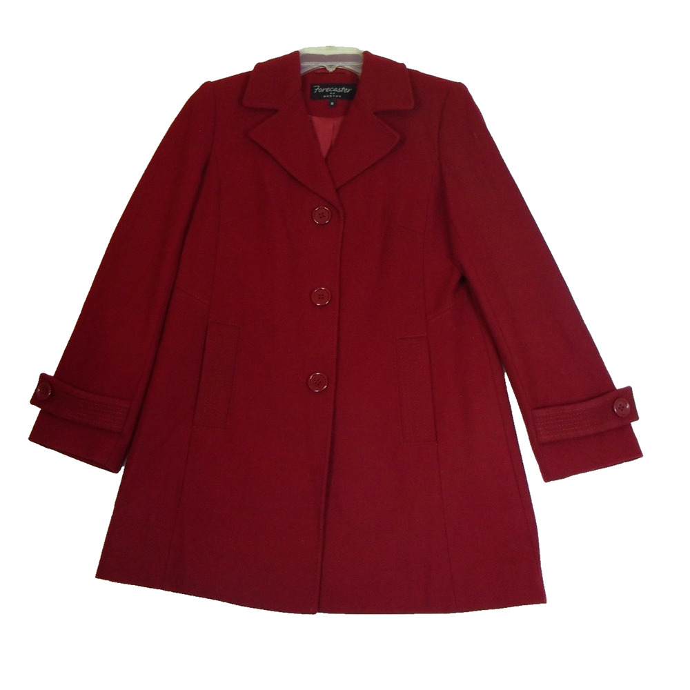 Forecaster of Boston Classic Wool‎ Blend Coat Women 8 Lined USA Red